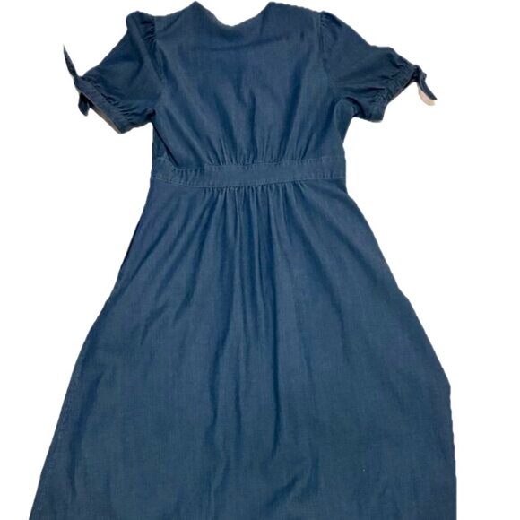 Goelia Denim Midi Dress | Size L | V-Neck A-Line - Picture 3 of 9